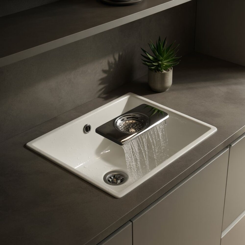 Detal syfonu pod umywalką