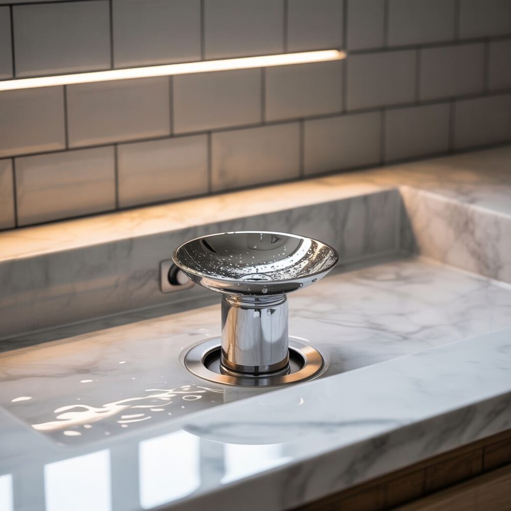 Modernistyczny syfon chromowany