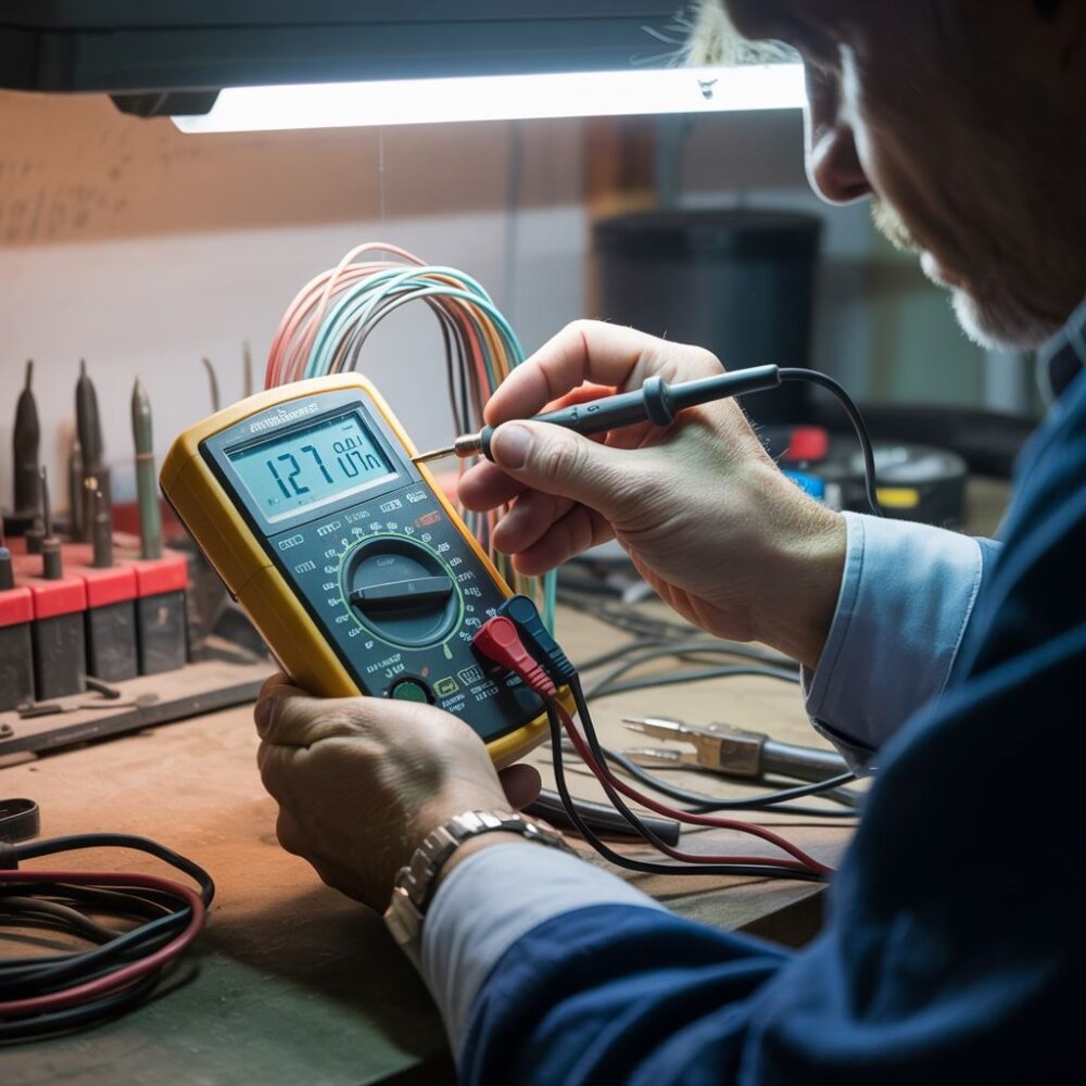 Multimetr na tle przewodu