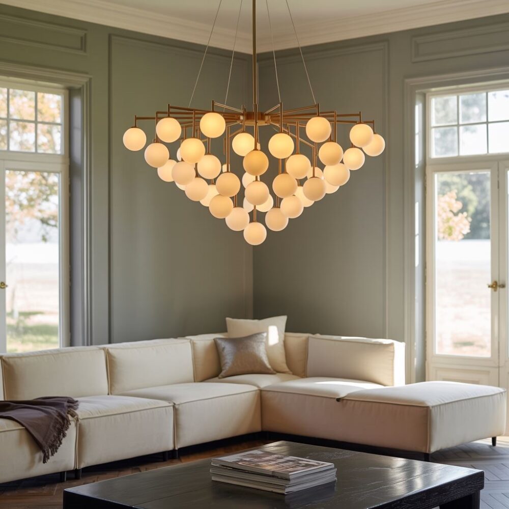 Nowoczesny żyrandol w salonie