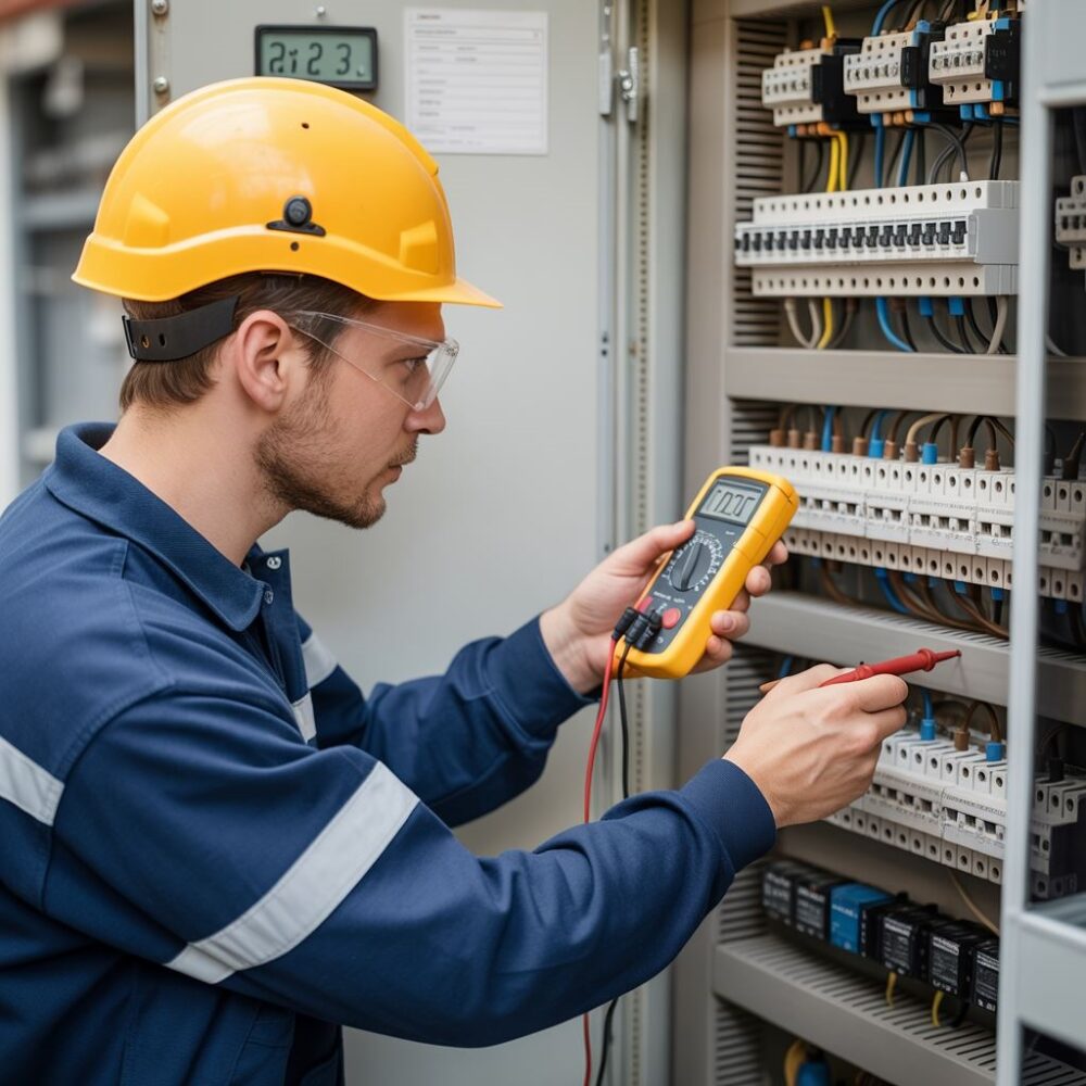 Panel elektryczny z przewodami