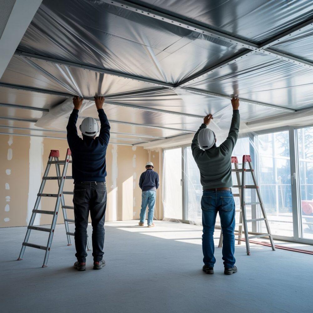 Sufit z widoczną paroizolacją