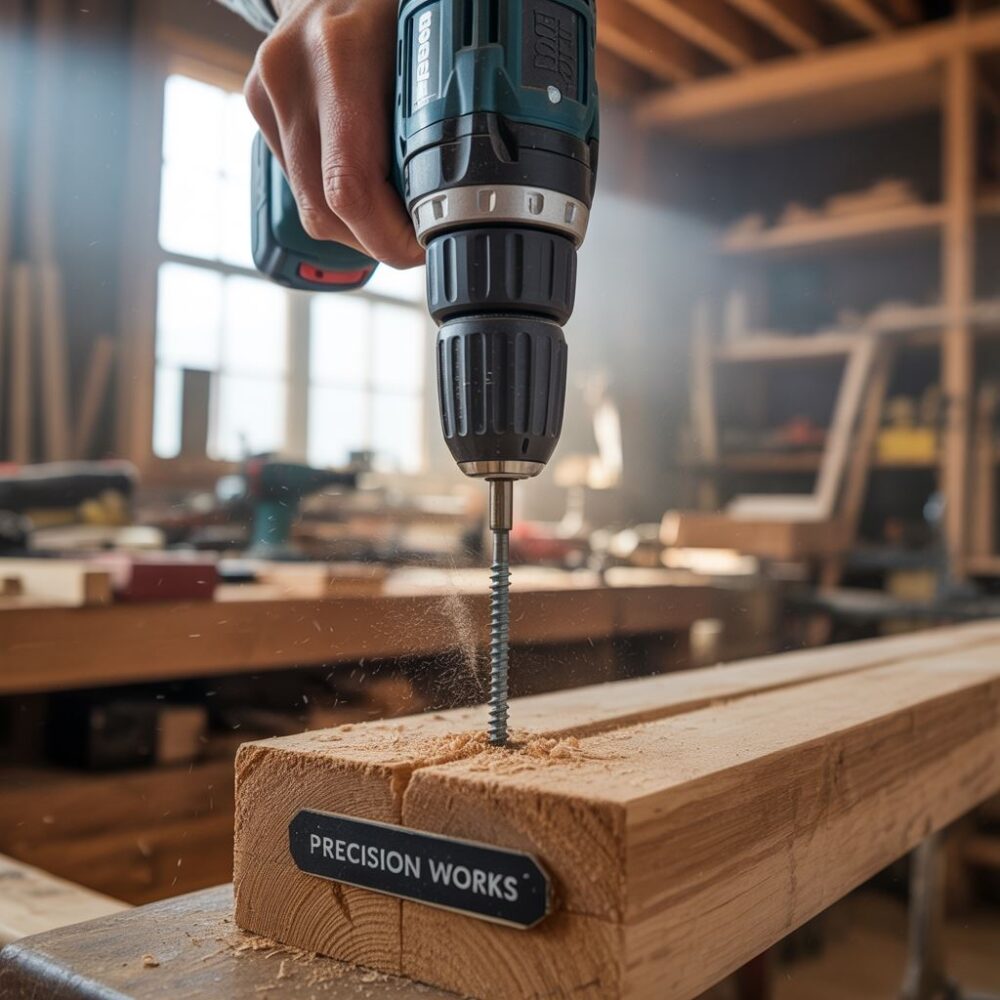 Wkręt ciesielski w drewnie