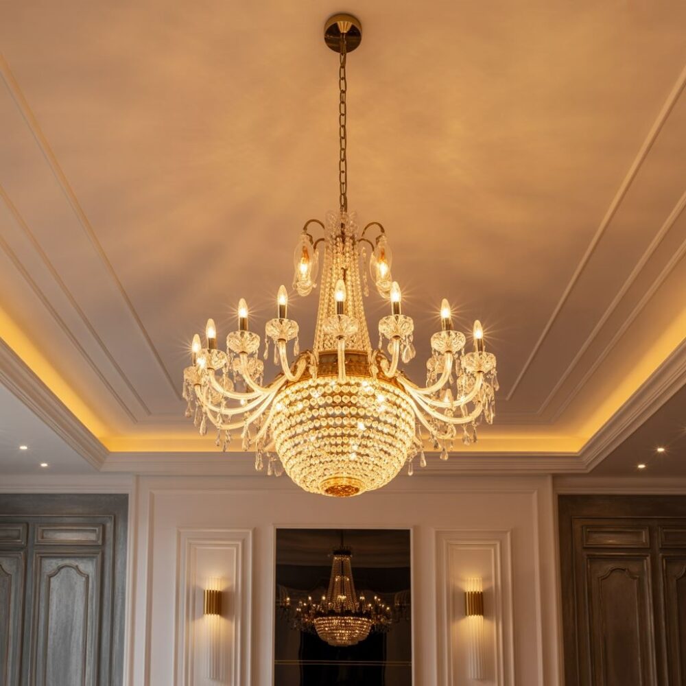 Żyrandol z mocnym światłem