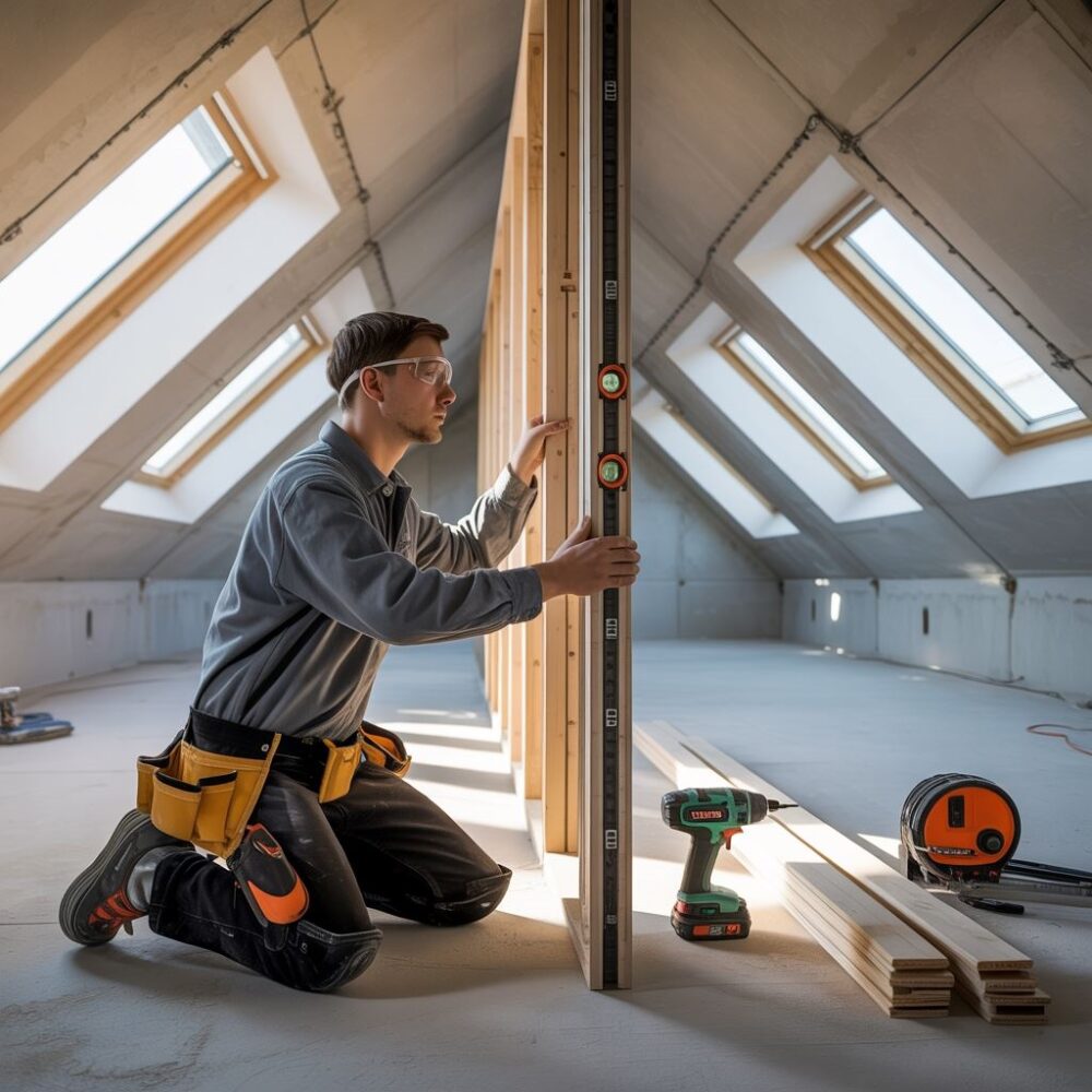 budowa ściany z bloczków na poddaszu