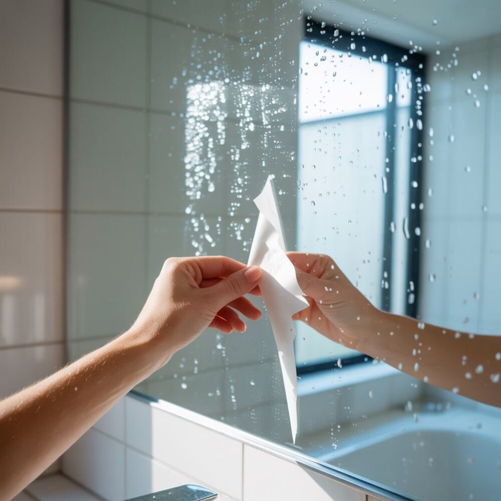 czyste lustro po usunięciu naklejki