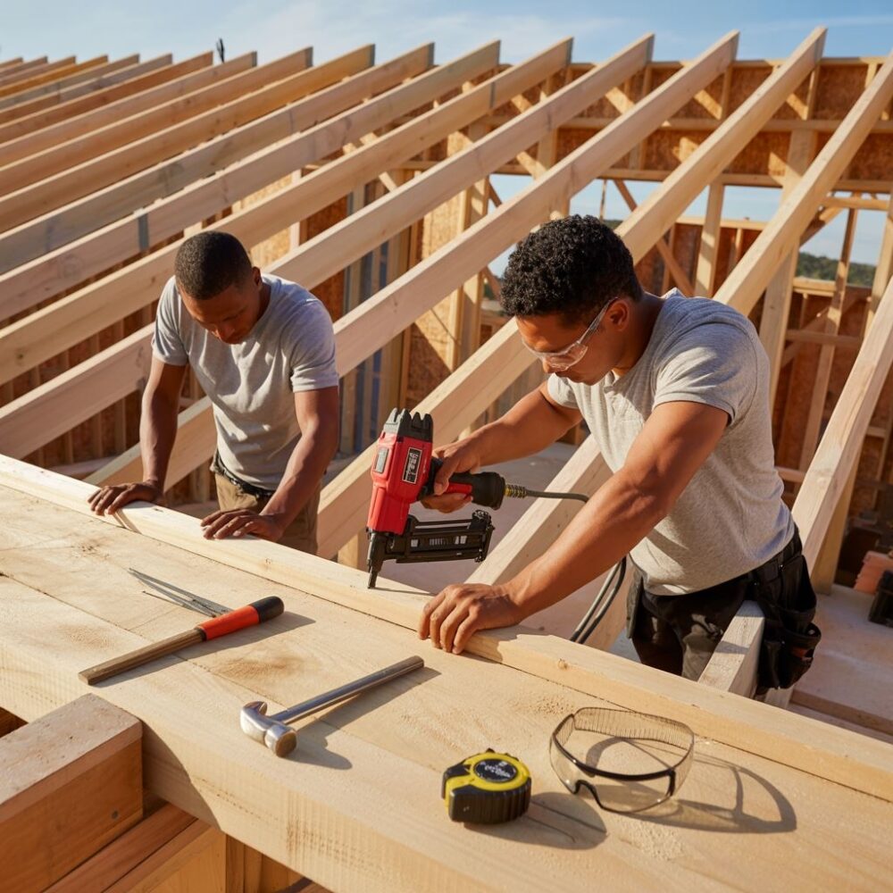 drewniane deskowanie na dachu