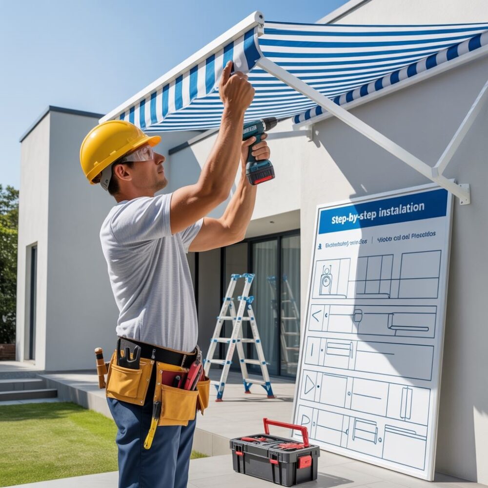 elewacja domu z markizą