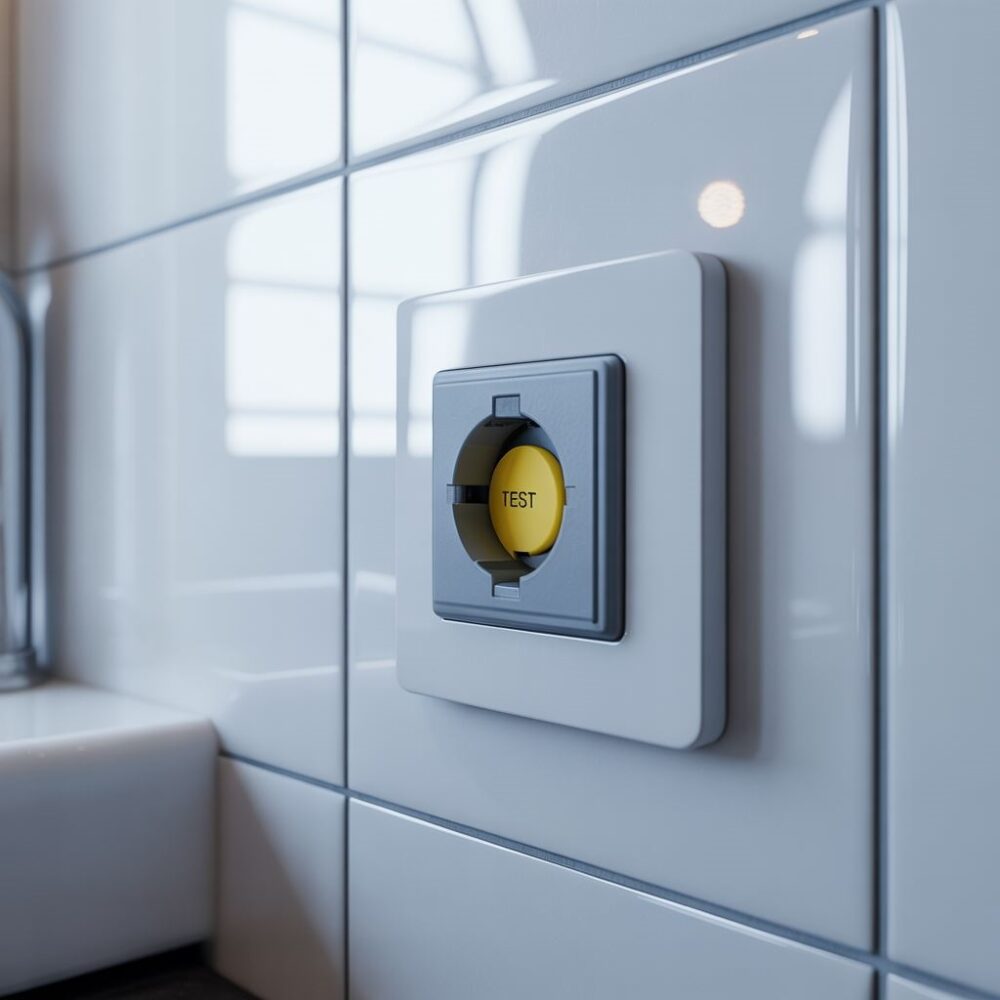 gniazdko przy lustrze łazienkowym