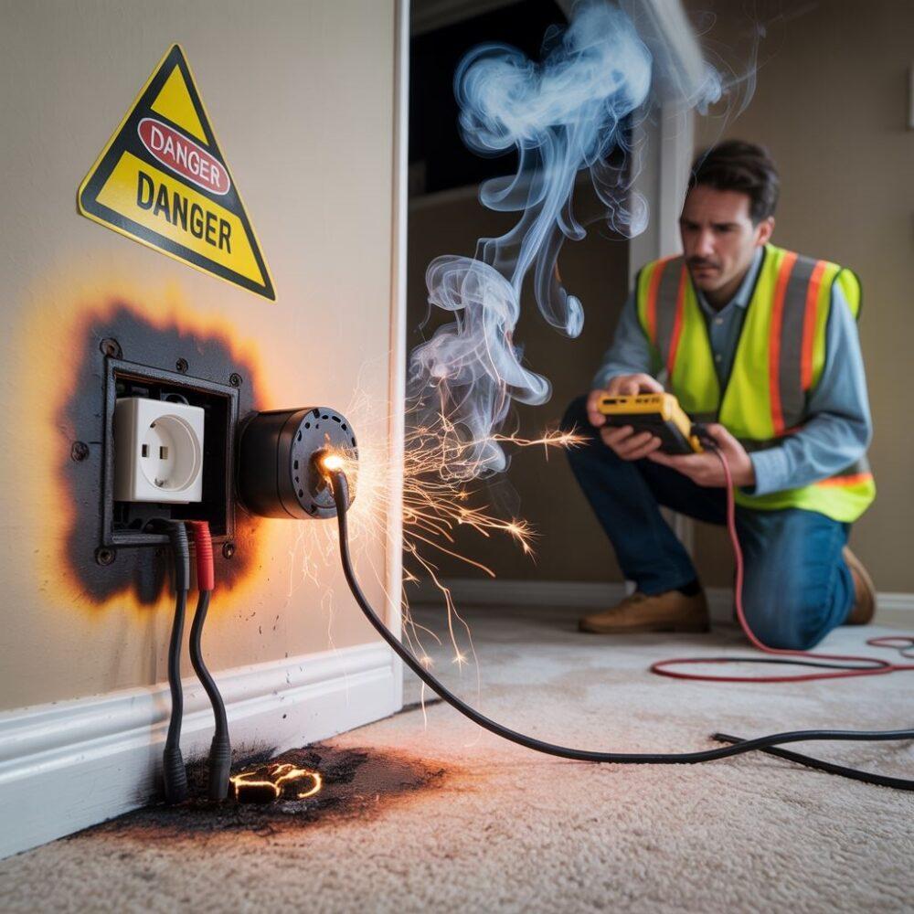 iskry w skrzynce bezpiecznikowej