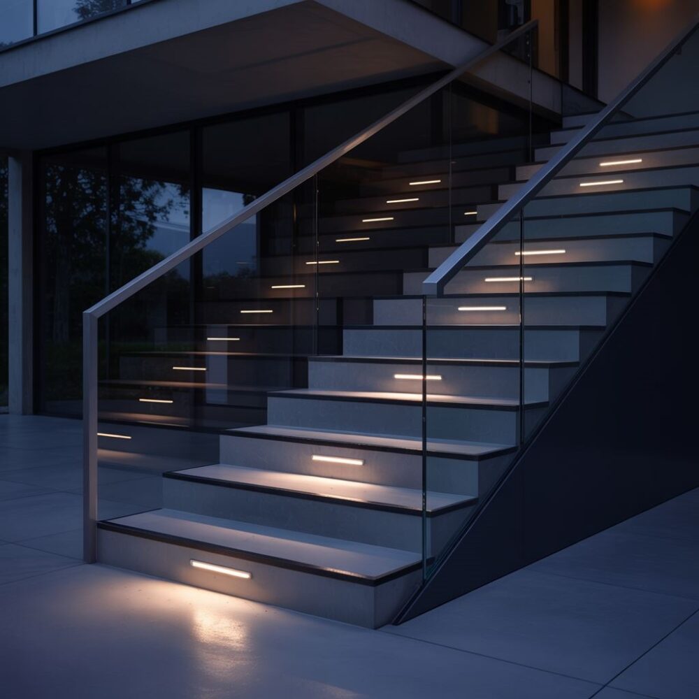 led na schodach w domu
