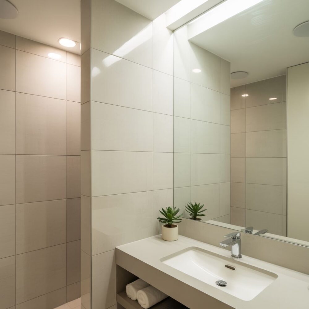 minimalistyczna łazienka z kafelkami