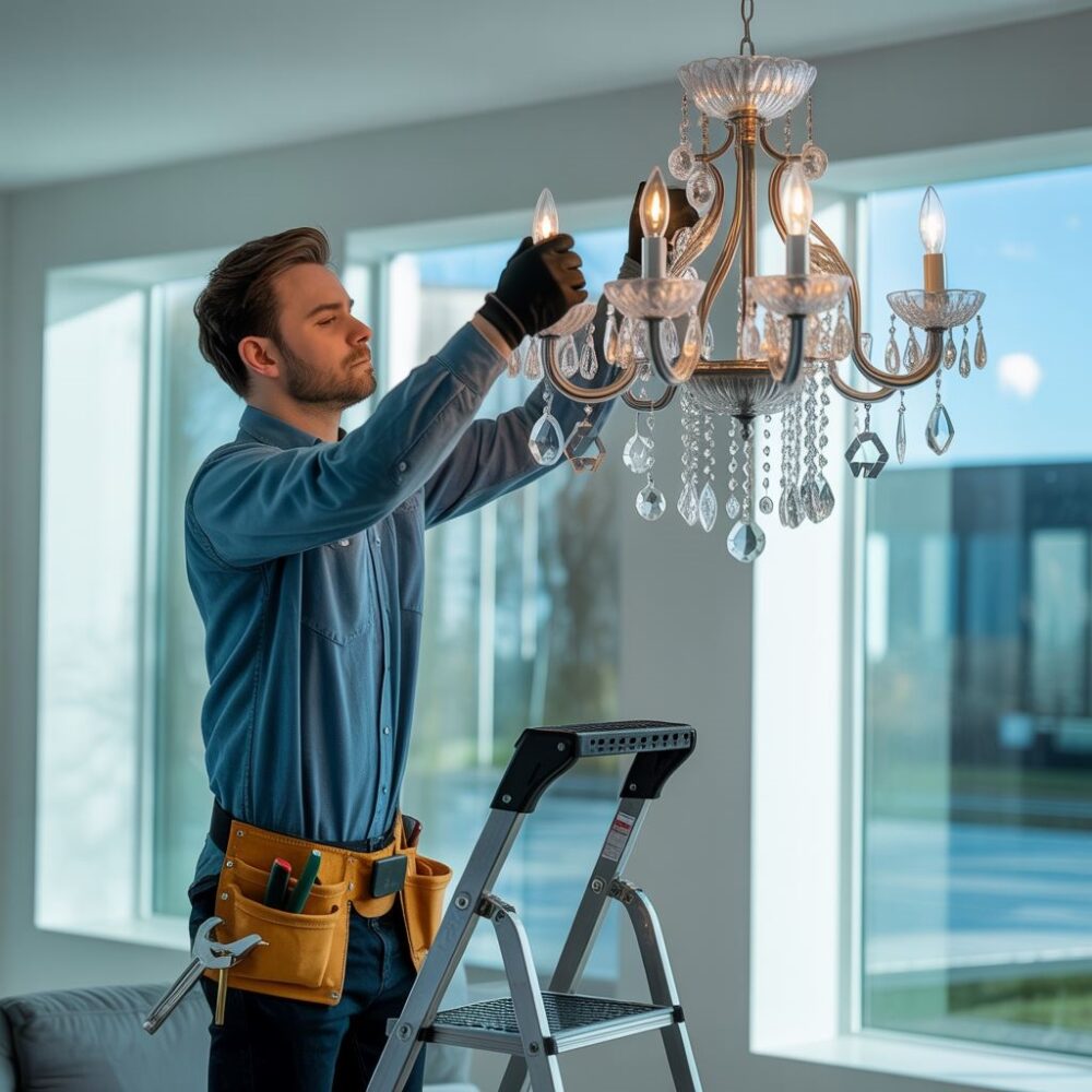 montaż żyrandola