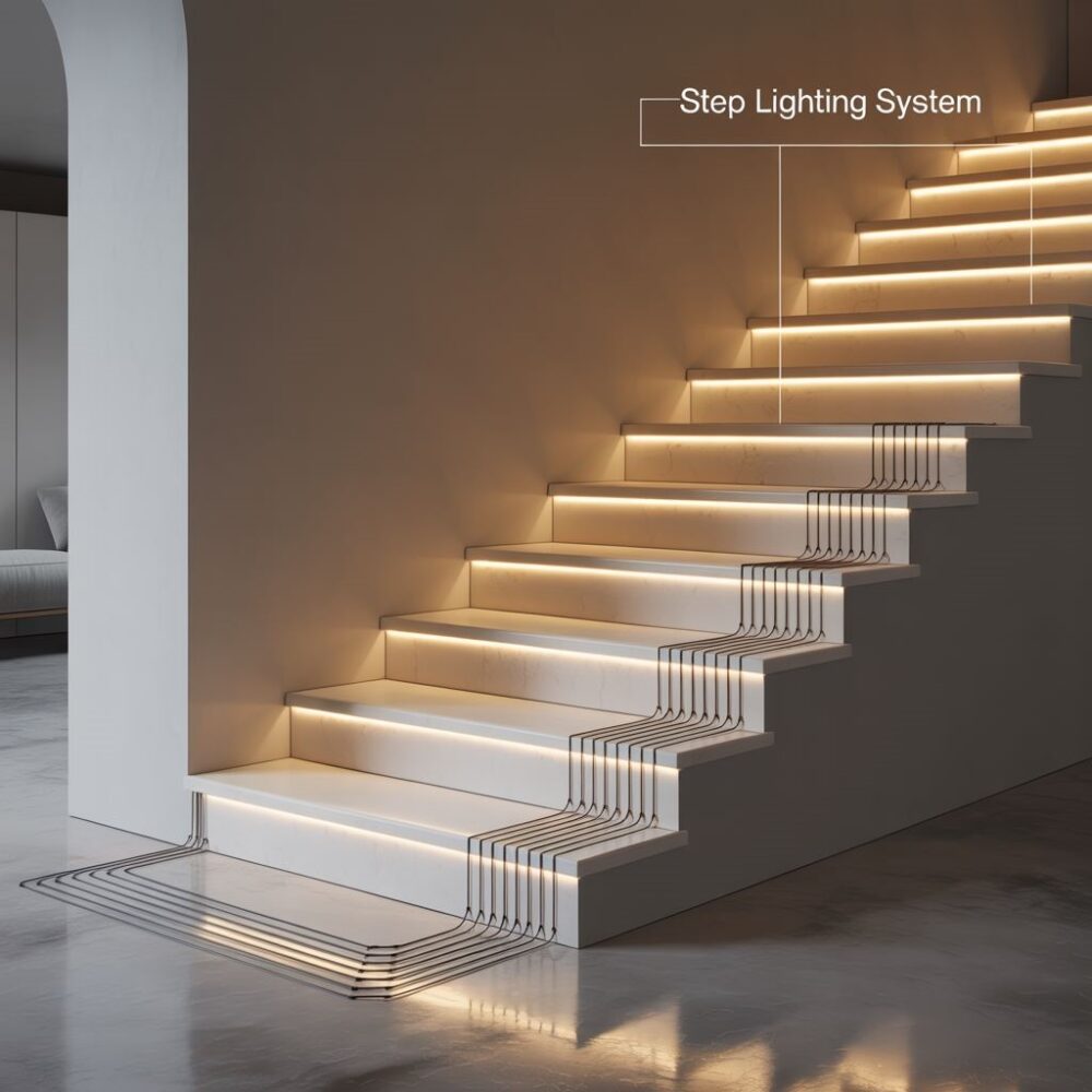 narzędzia elektryczne przy schodach