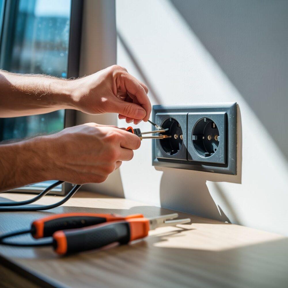 narzędzia przy instalacji gniazdka