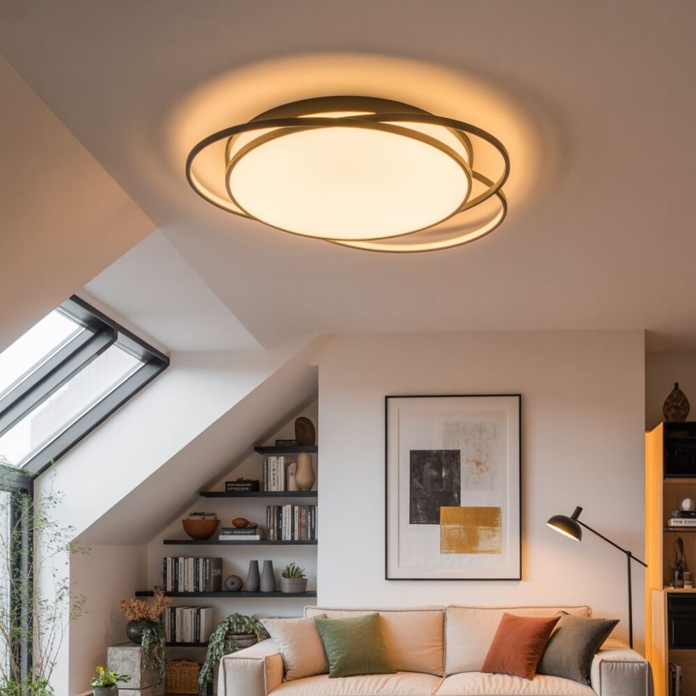 nowoczesne lampy na skośny sufit