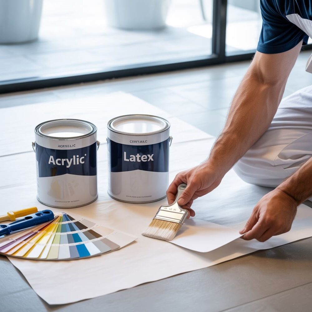 porównanie farb na stole