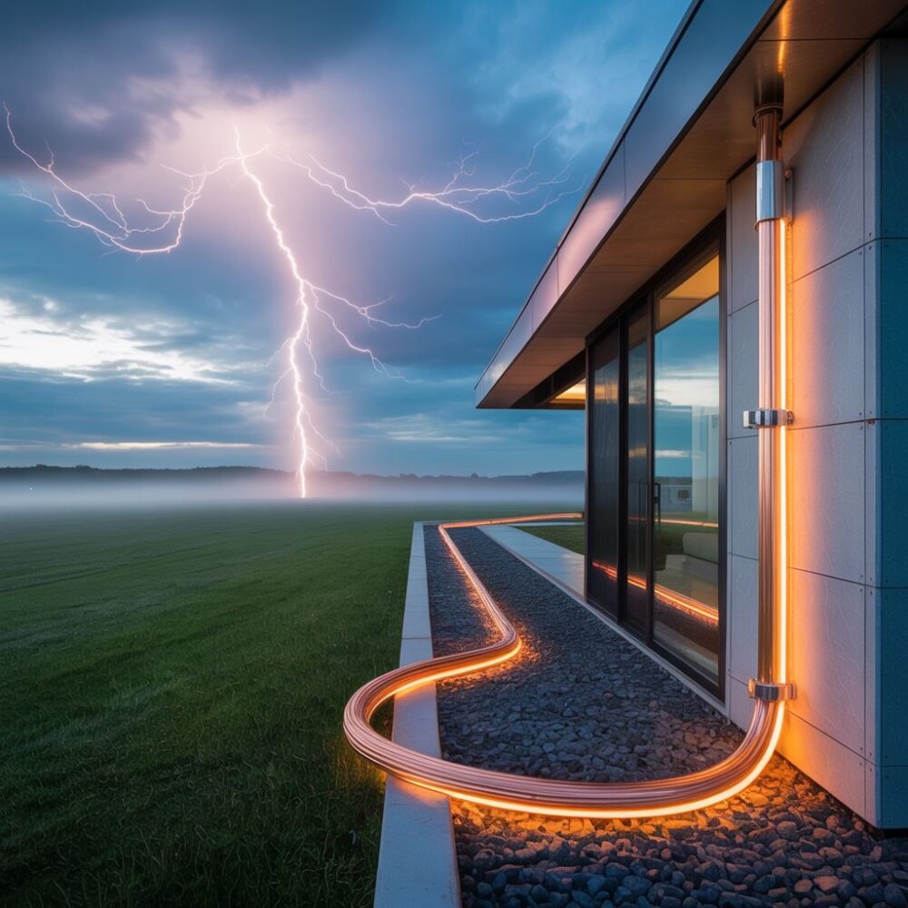 przewody odgromowe na elewacji