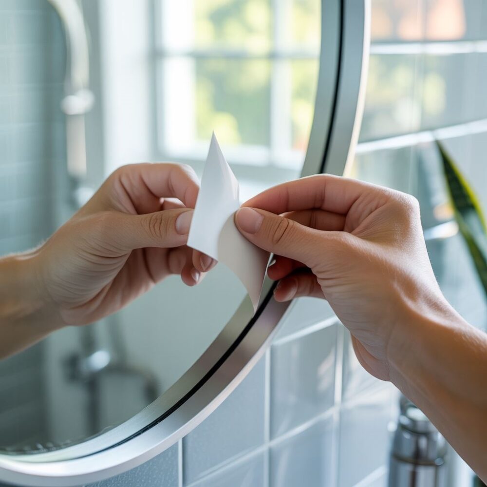 ręka zdejmuje naklejkę