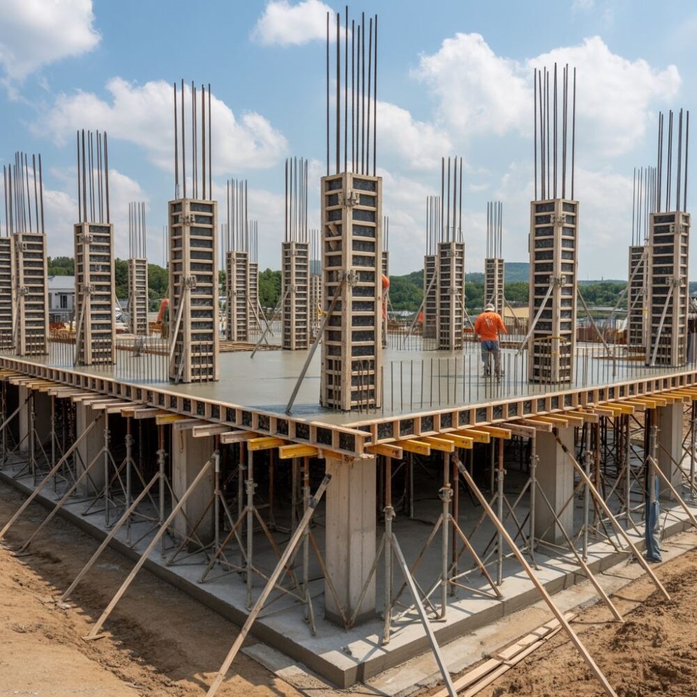 robotnicy na budowie