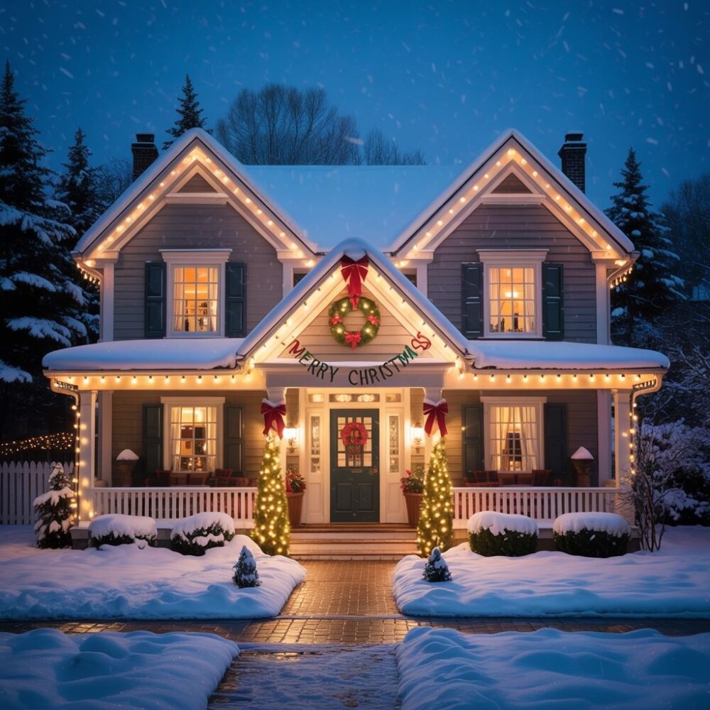 świąteczne lampki na domu