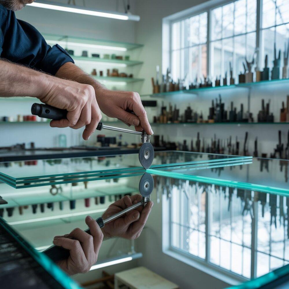 szklarz pracujący nad lustrem