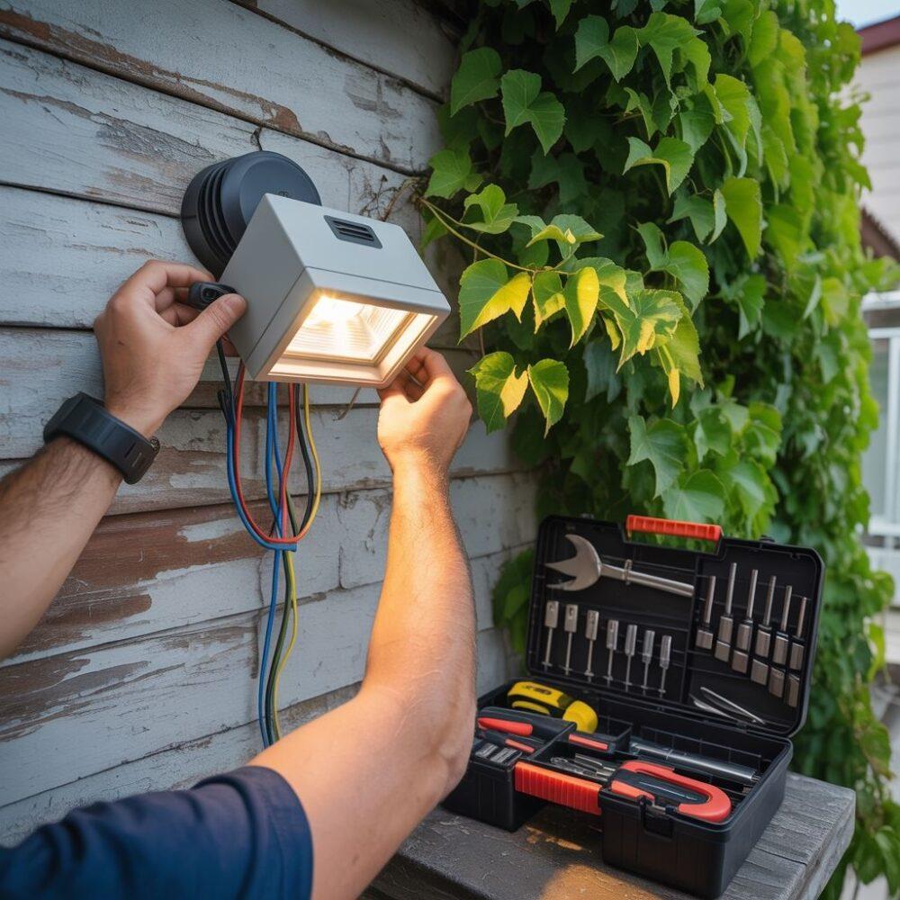 ustawianie czujnika ruchu przy lampie