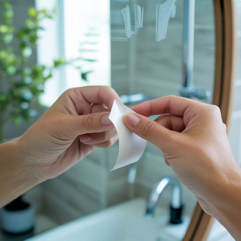 usuń naklejkę z lustra