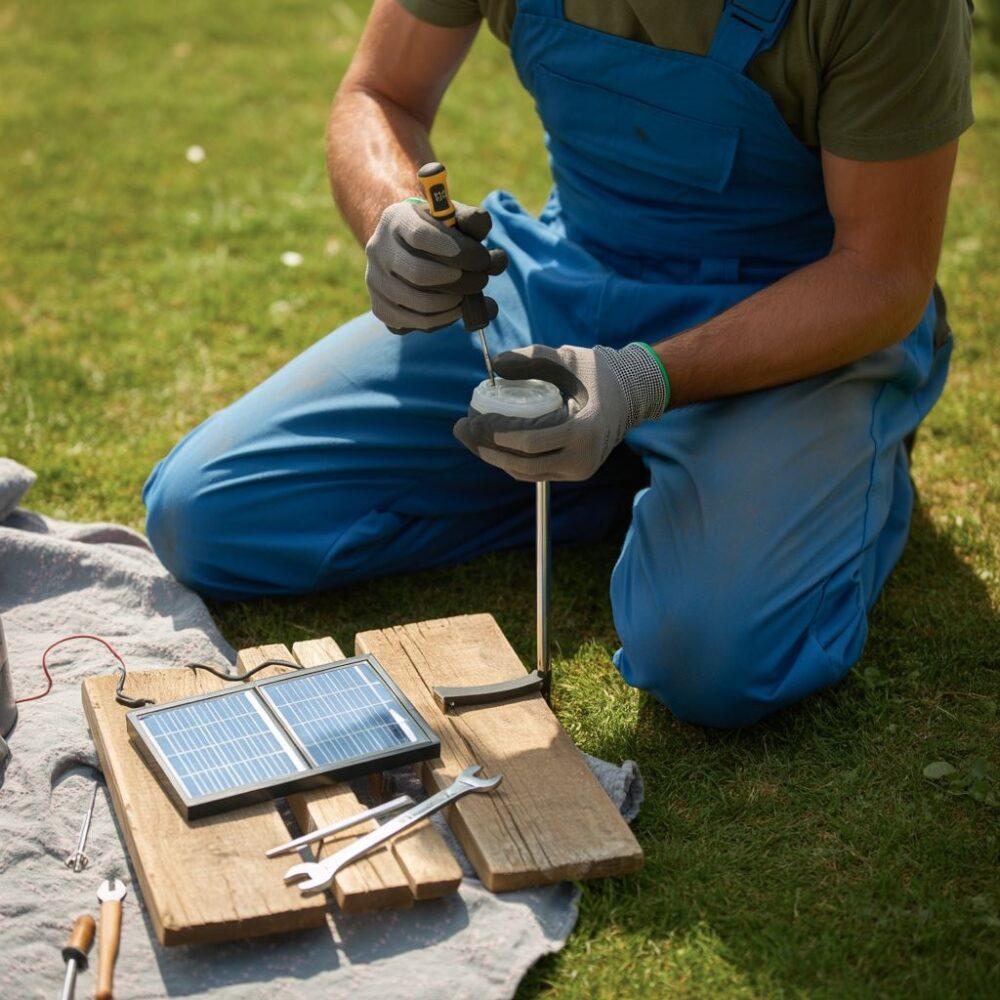 wymiana baterii w lampie solarnej