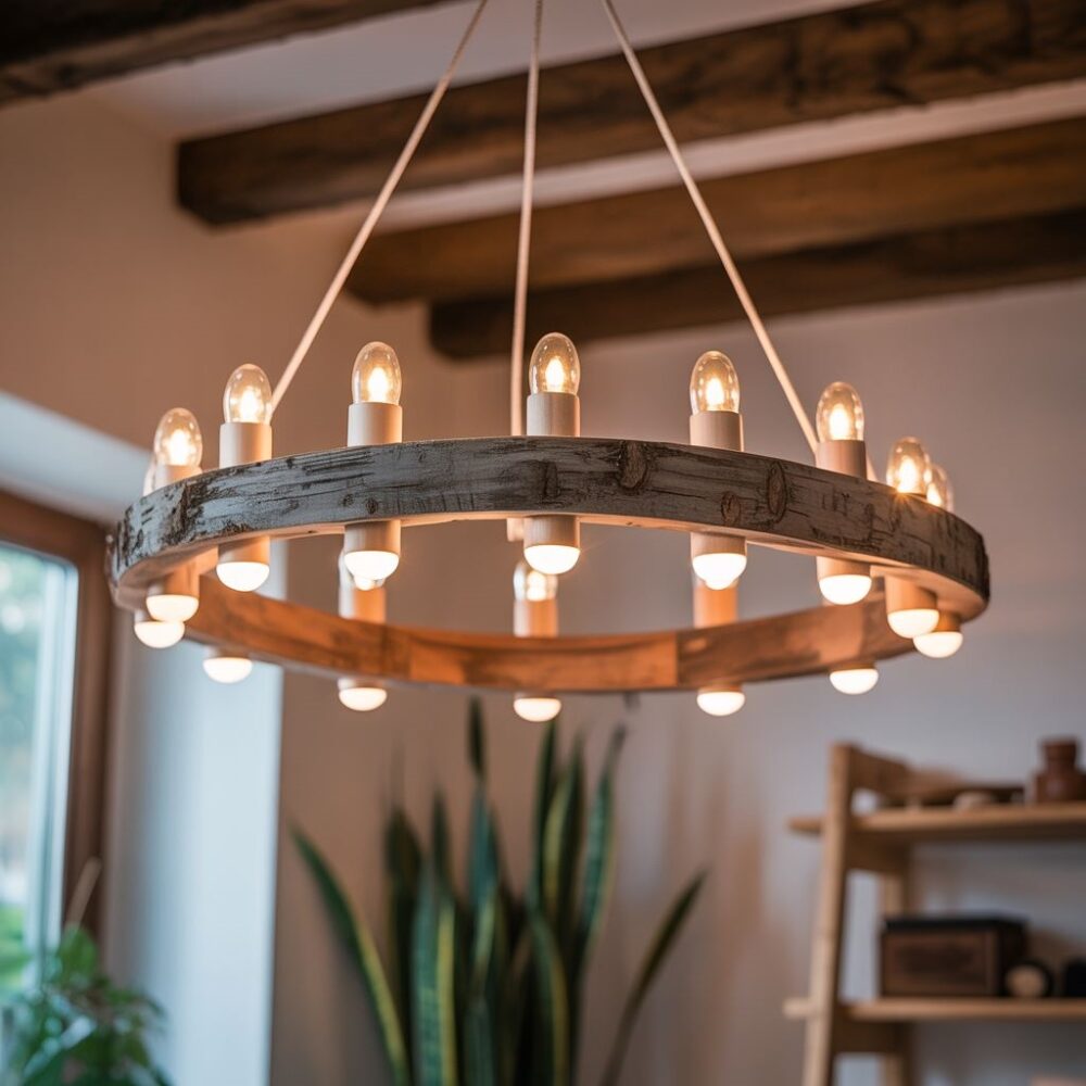 żyrandol z drewna