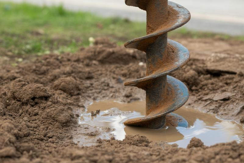 Zbliżenie na wiertło do odwiertów pionowych w gruncie